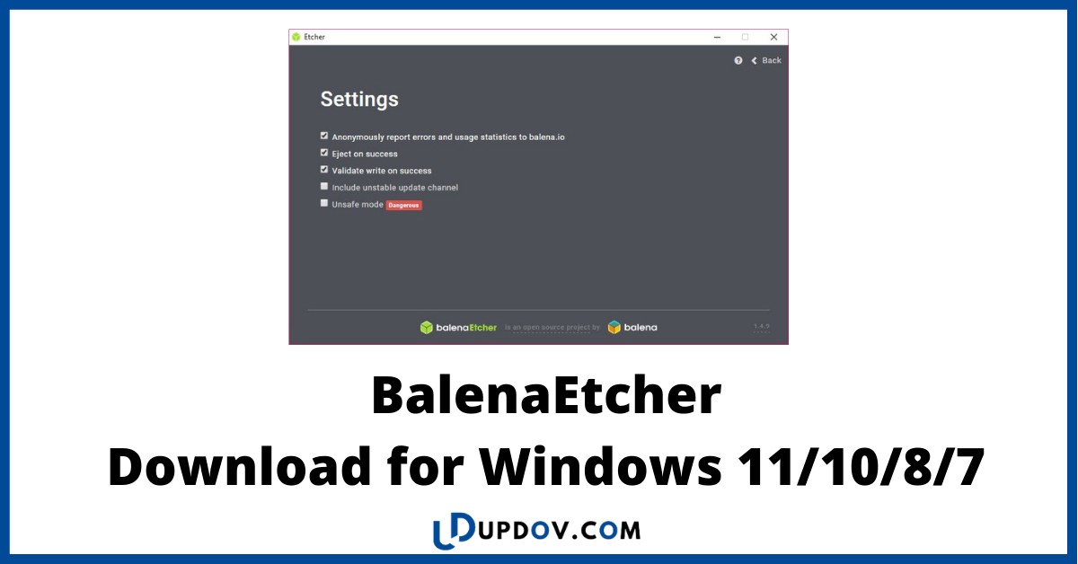 for windows download balenaEtcher 1.18.8