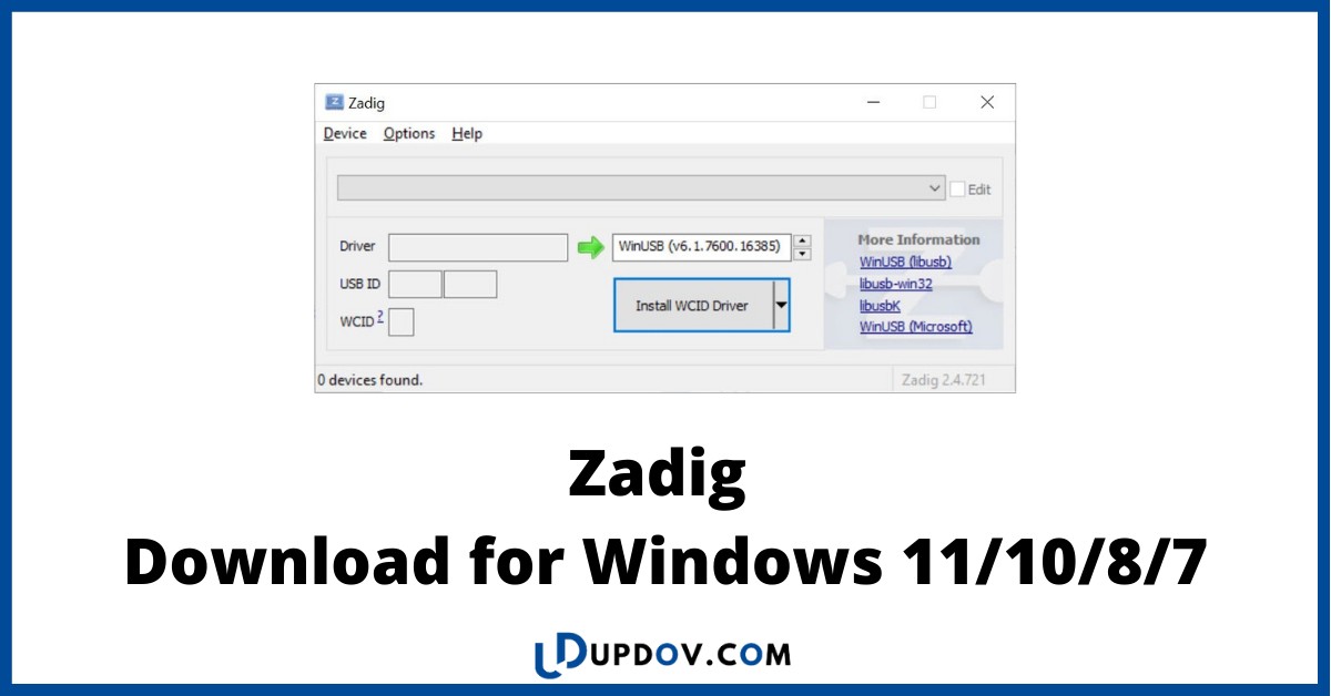 zadig windows 10 usb hid drivers